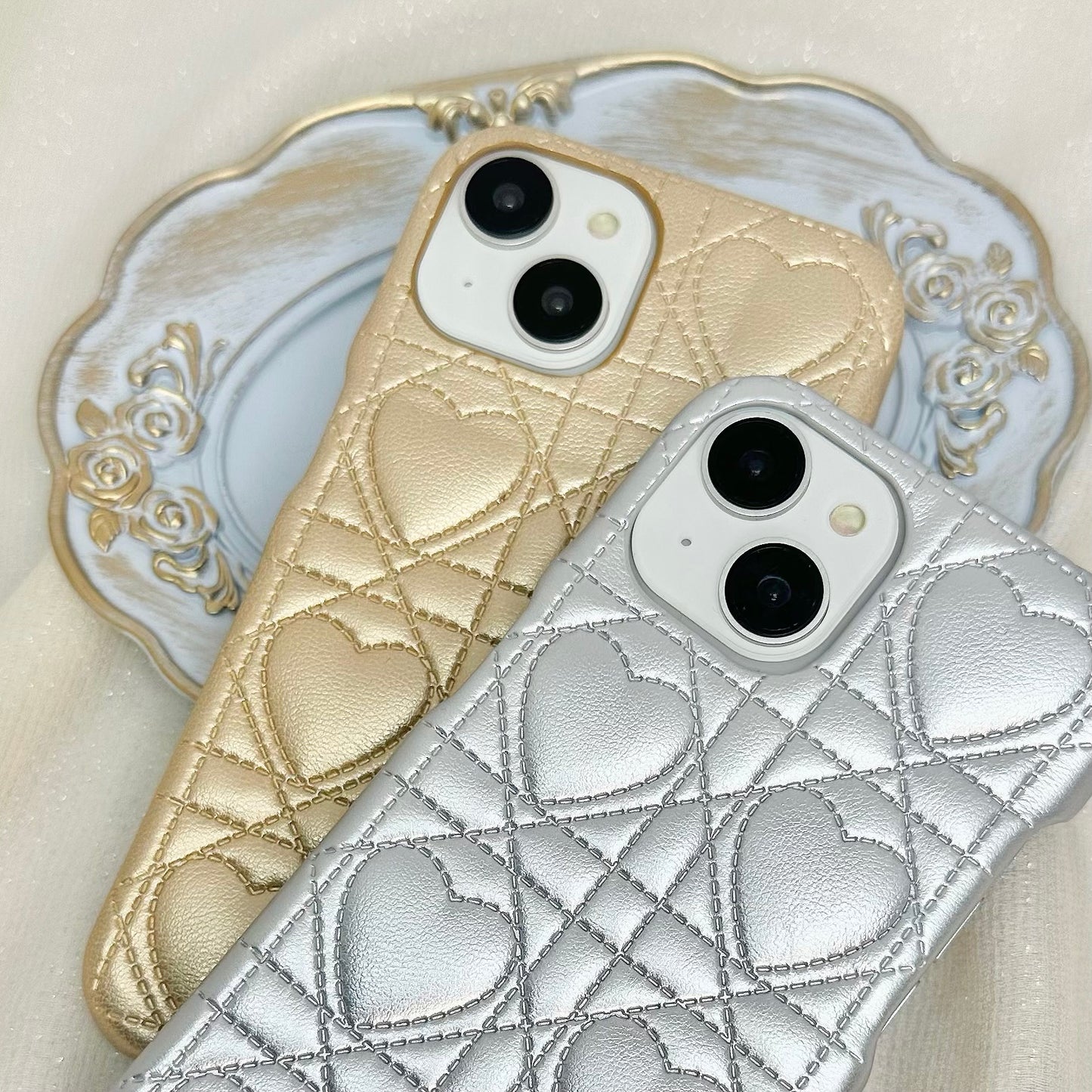 ハートキルティングレザーiphoneケース