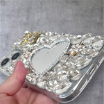 クリスタルハートミラーiphoneケース