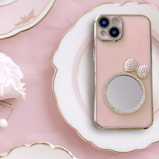 リボンビジューミラーiphoneケース