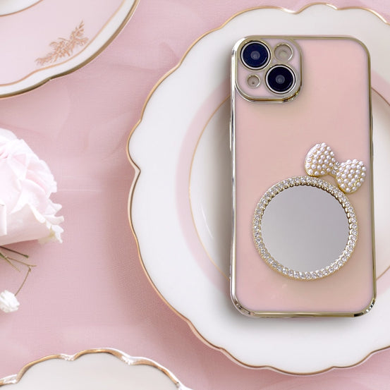 リボンビジューミラーiphoneケース