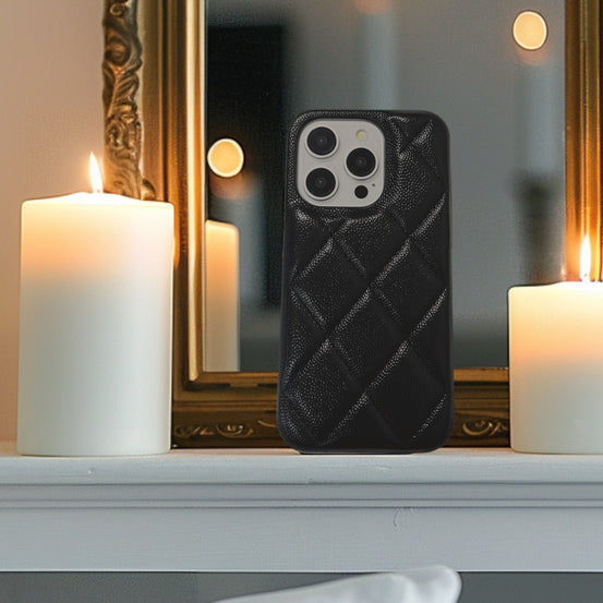エレガントキルティングレザーiphoneケース