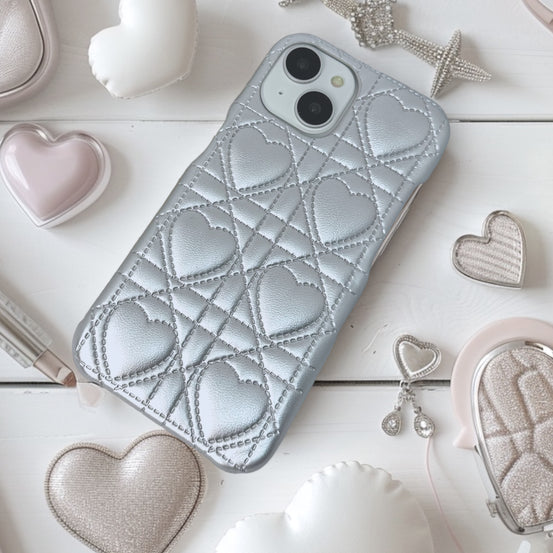 ハートキルティングレザーiphoneケース