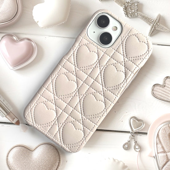 ハートキルティングレザーiphoneケース
