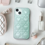 ハートキルティングレザーiphoneケース