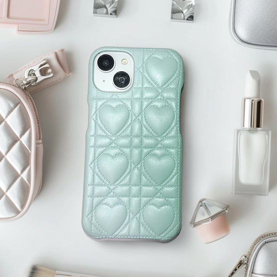 ハートキルティングレザーiphoneケース
