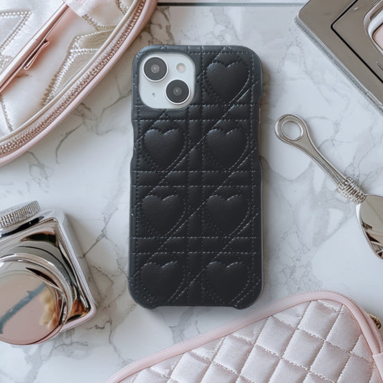 ハートキルティングレザーiphoneケース
