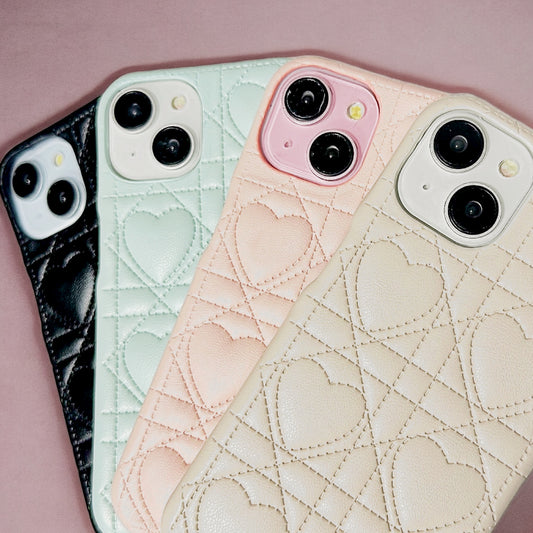 ハートキルティングレザーiphoneケース