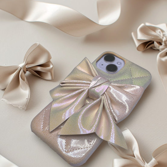 グリーミングリボンキルティングレザーiphoneケース