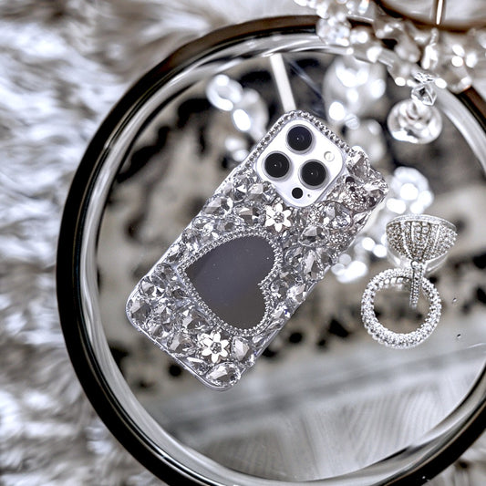 クリスタルハートミラーiphoneケース