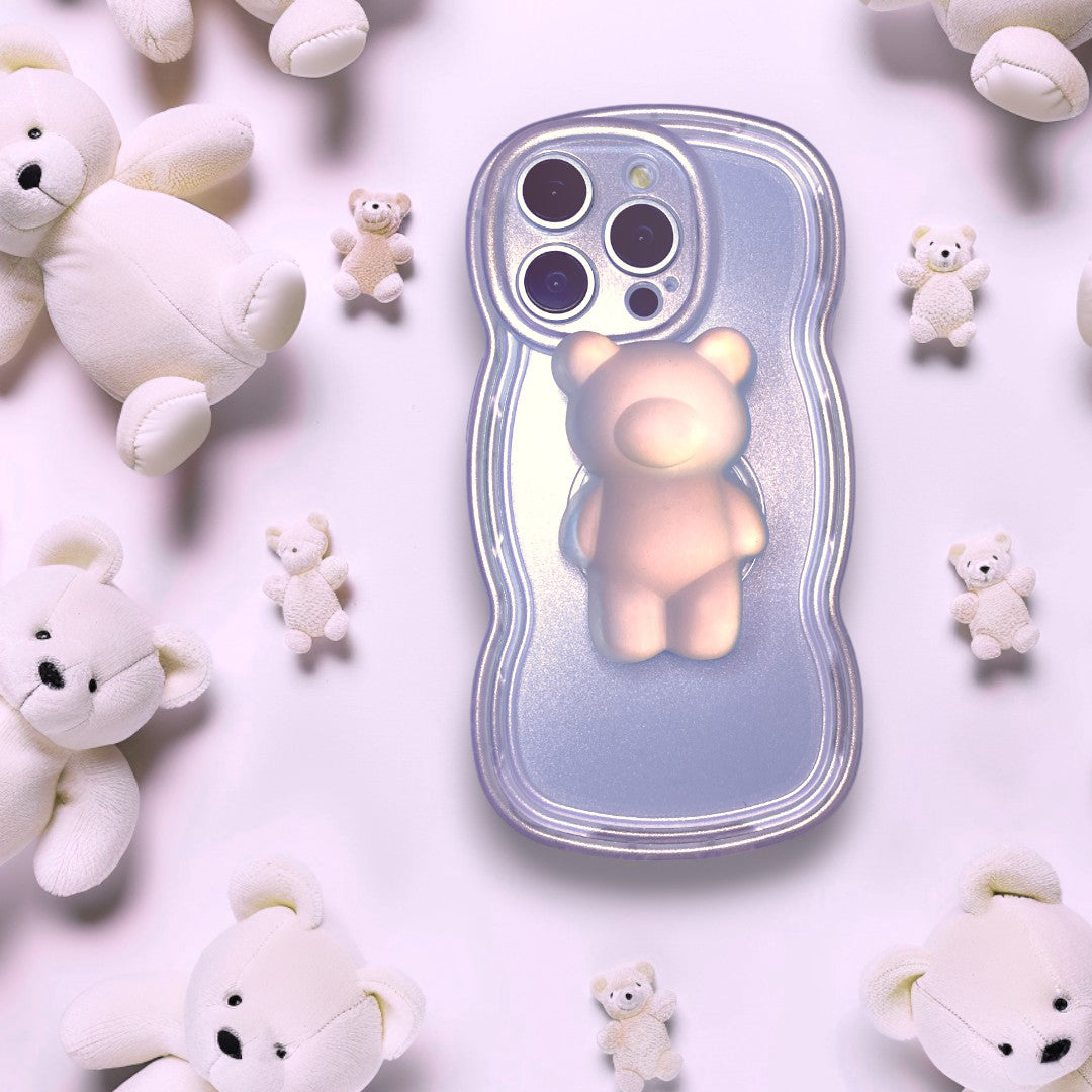 くまさんスタンドグリップ付きうねうねiphoneケース