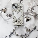 メタルハートミラー（ストラップ付き）iphoneケース