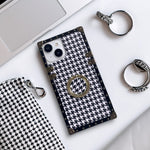 千鳥格子スクエアグリップリング付きiphoneケース