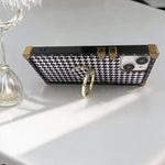 千鳥格子スクエアグリップリング付きiphoneケース