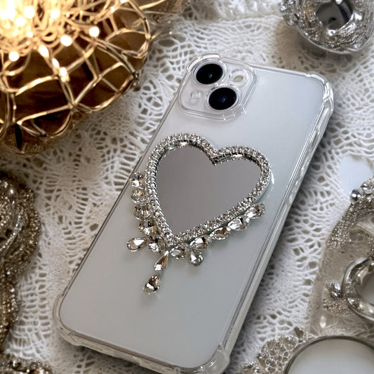 プリンセスハートビジューミラーiphoneケース