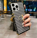 千鳥格子スクエアグリップリング付きiphoneケース