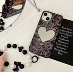 メタルハートミラー（ストラップ付き）iphoneケース