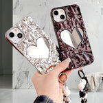 メタルハートミラー（ストラップ付き）iphoneケース