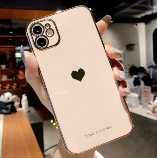 シンプルハートゴールドフレームiphoneケース