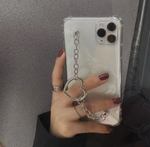 クリアハートチェーンiphoneケース