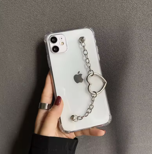 クリアハートチェーンiphoneケース