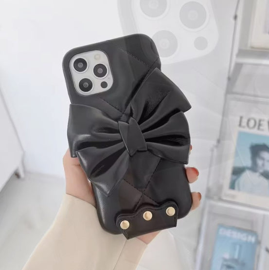 リボンキルティングレザーiphoneケース