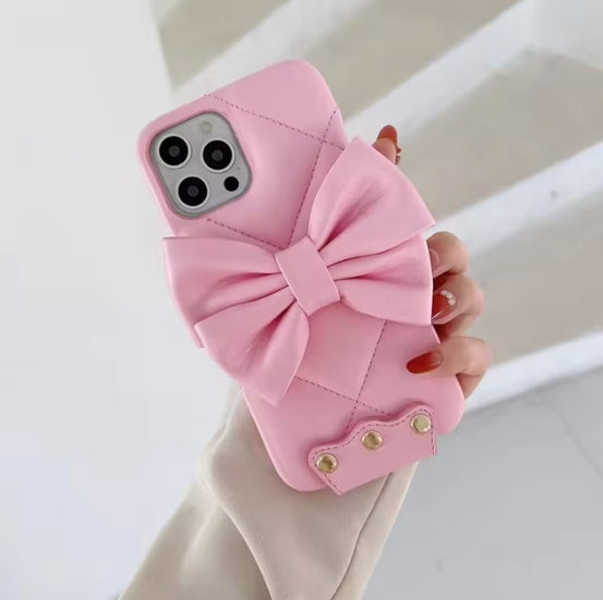 リボンキルティングレザーiphoneケース