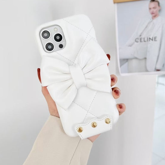 リボンキルティングレザーiphoneケース