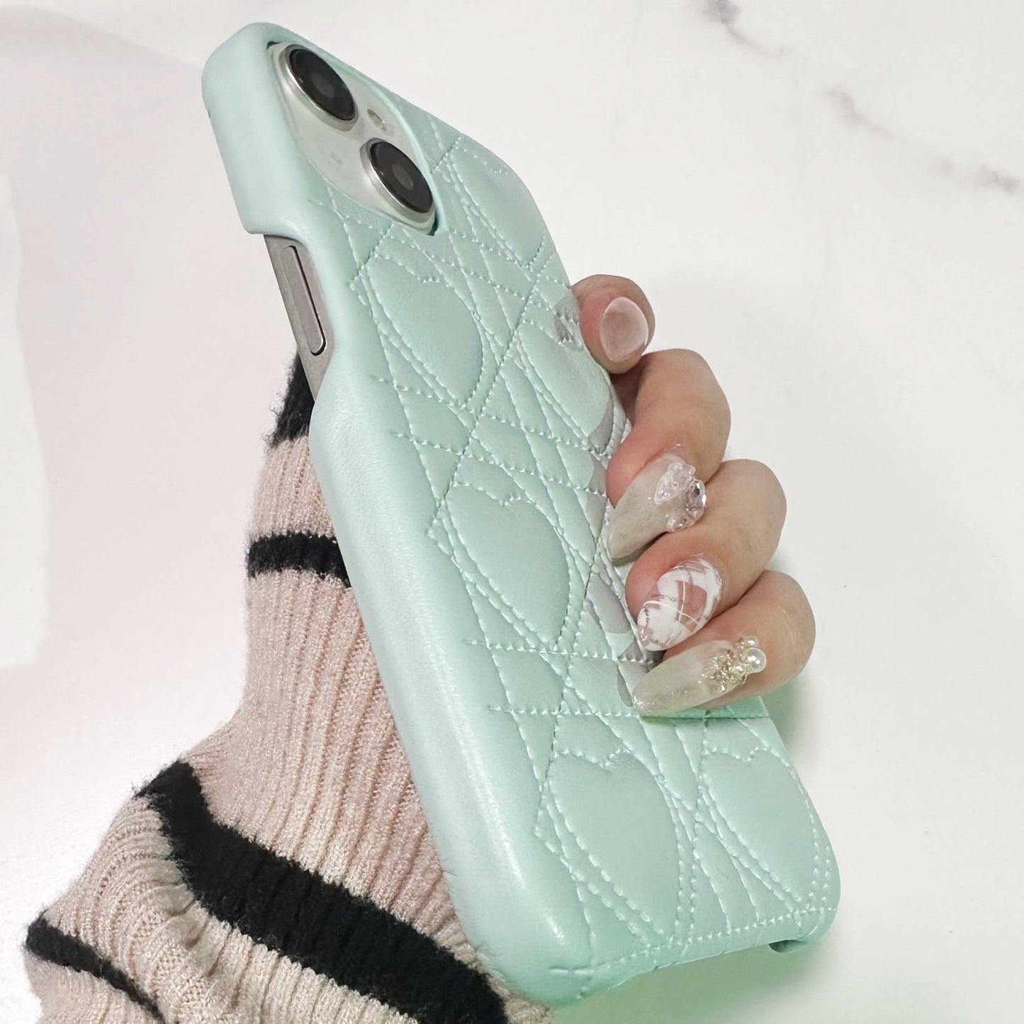 ハートキルティングレザーiphoneケース